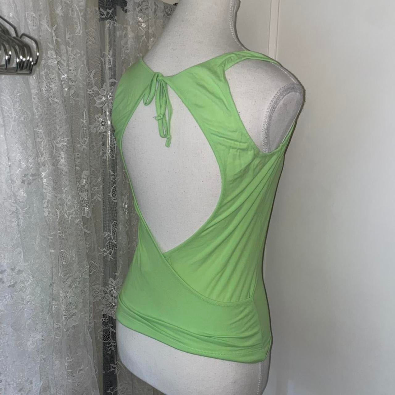Miss Sixty lime green graphic open back top