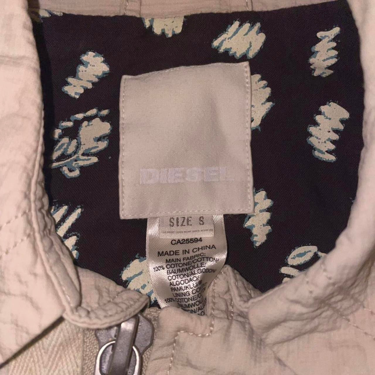 Diesel cream asymmetric zip up utility jacket