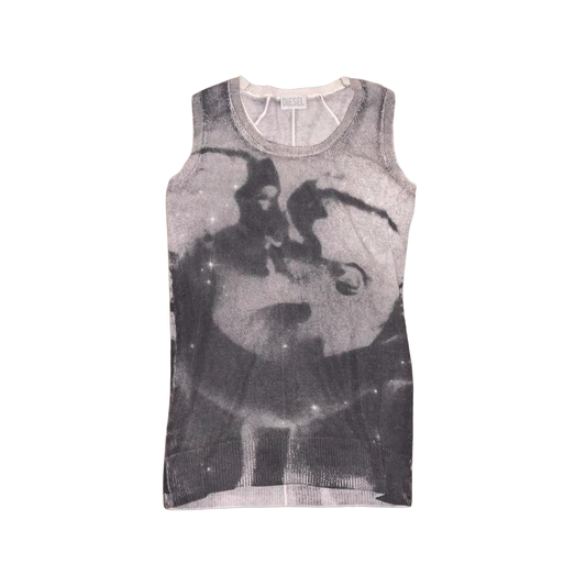 Diesel gray graphic knit top