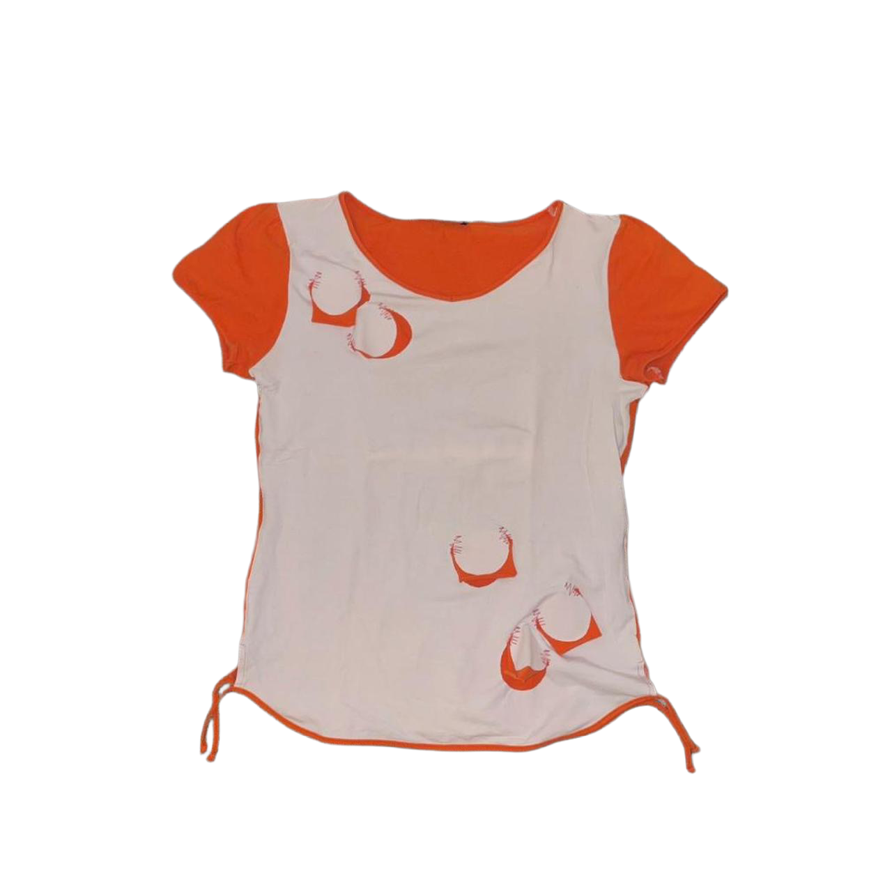 Cop. Copine white and orange cut out avant garde top