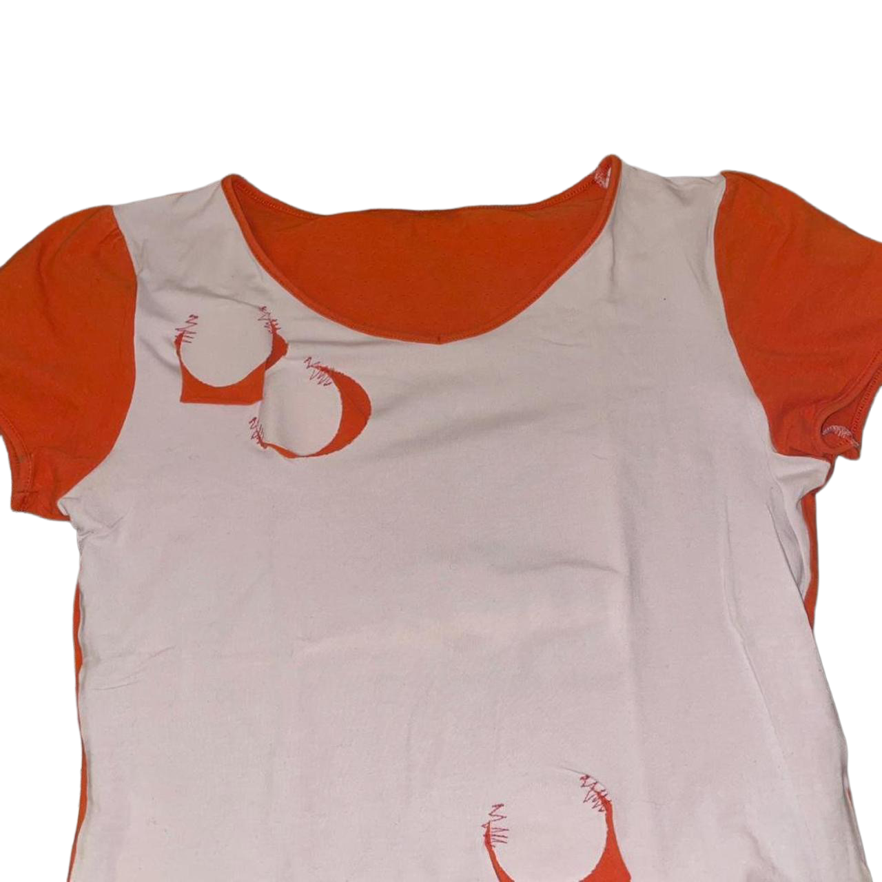 Cop. Copine white and orange cut out avant garde top