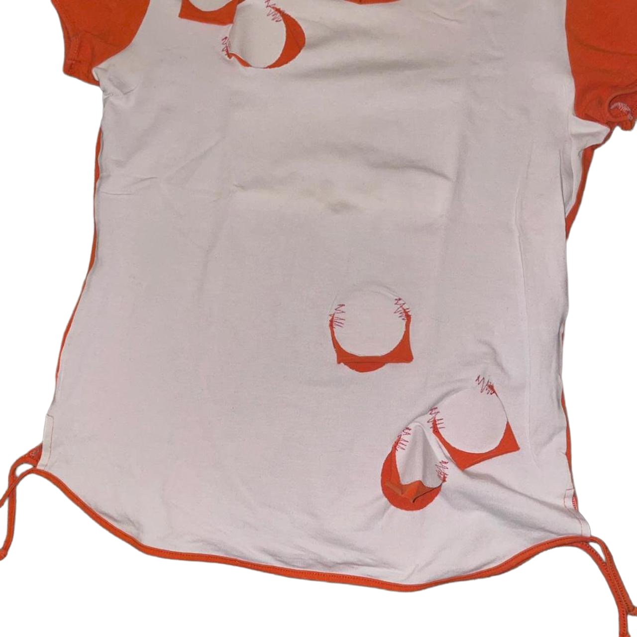 Cop. Copine white and orange cut out avant garde top