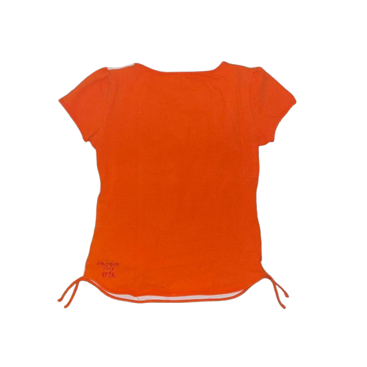 Cop. Copine white and orange cut out avant garde top