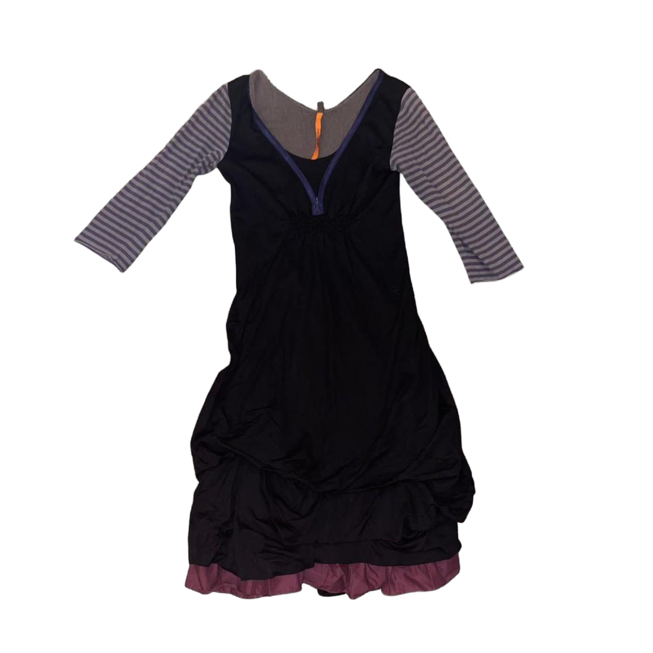 Cop. Copine black striped gathered midi dress with zipper detail