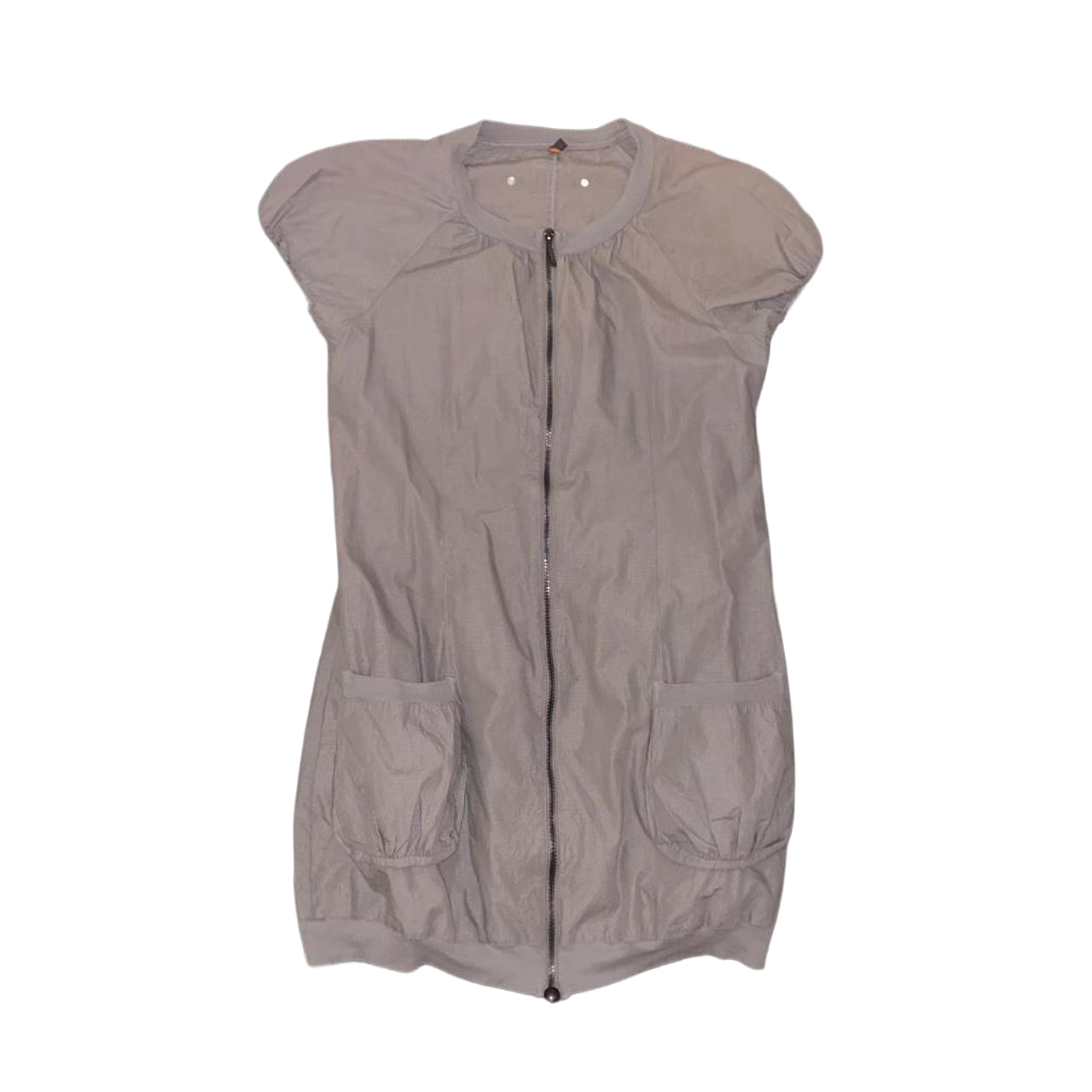 Cop. Copine gray zip up puff sleeve bubble dress