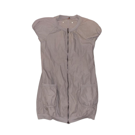 Cop. Copine gray zip up puff sleeve bubble dress