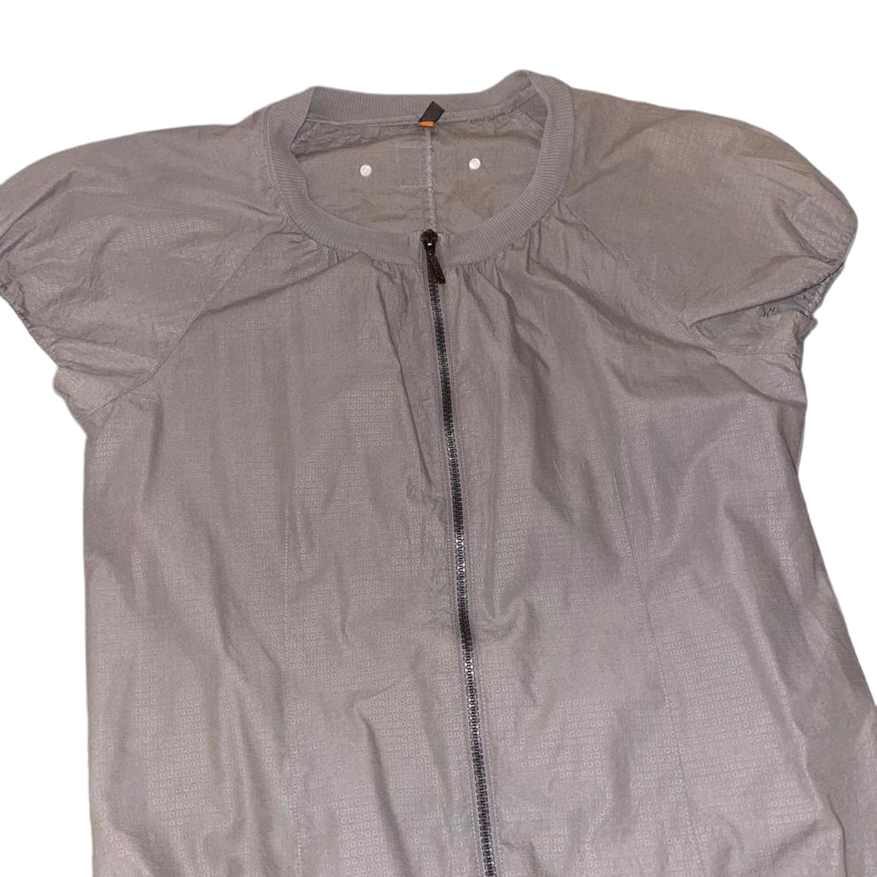 Cop. Copine gray zip up puff sleeve bubble dress