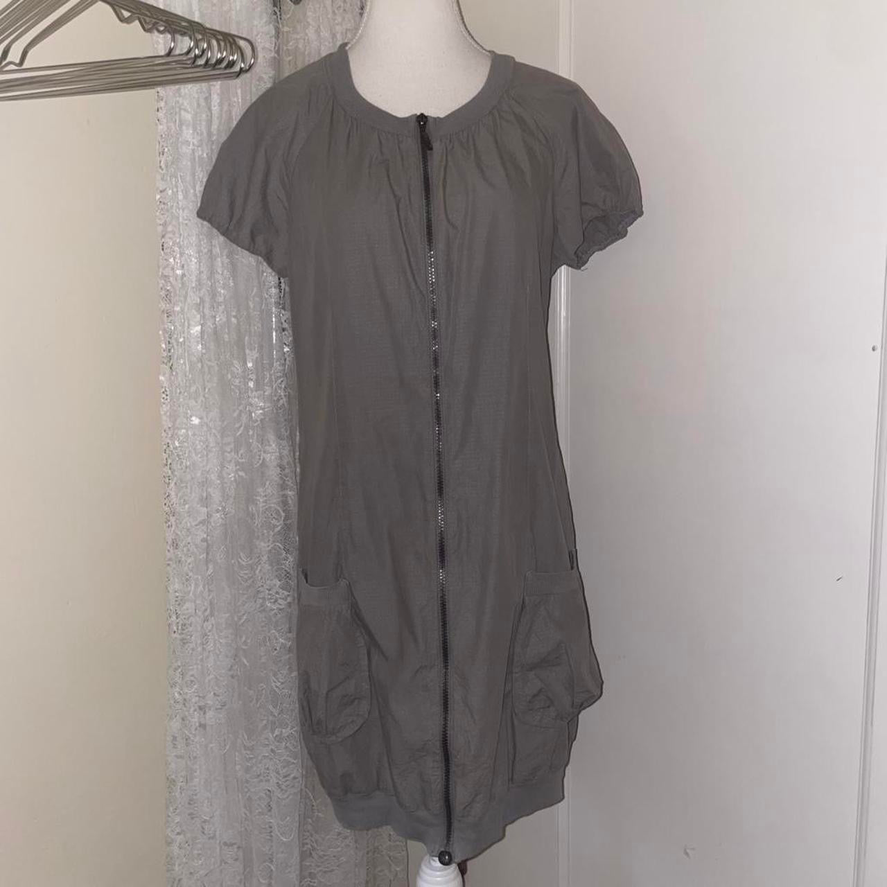 Cop. Copine gray zip up puff sleeve bubble dress