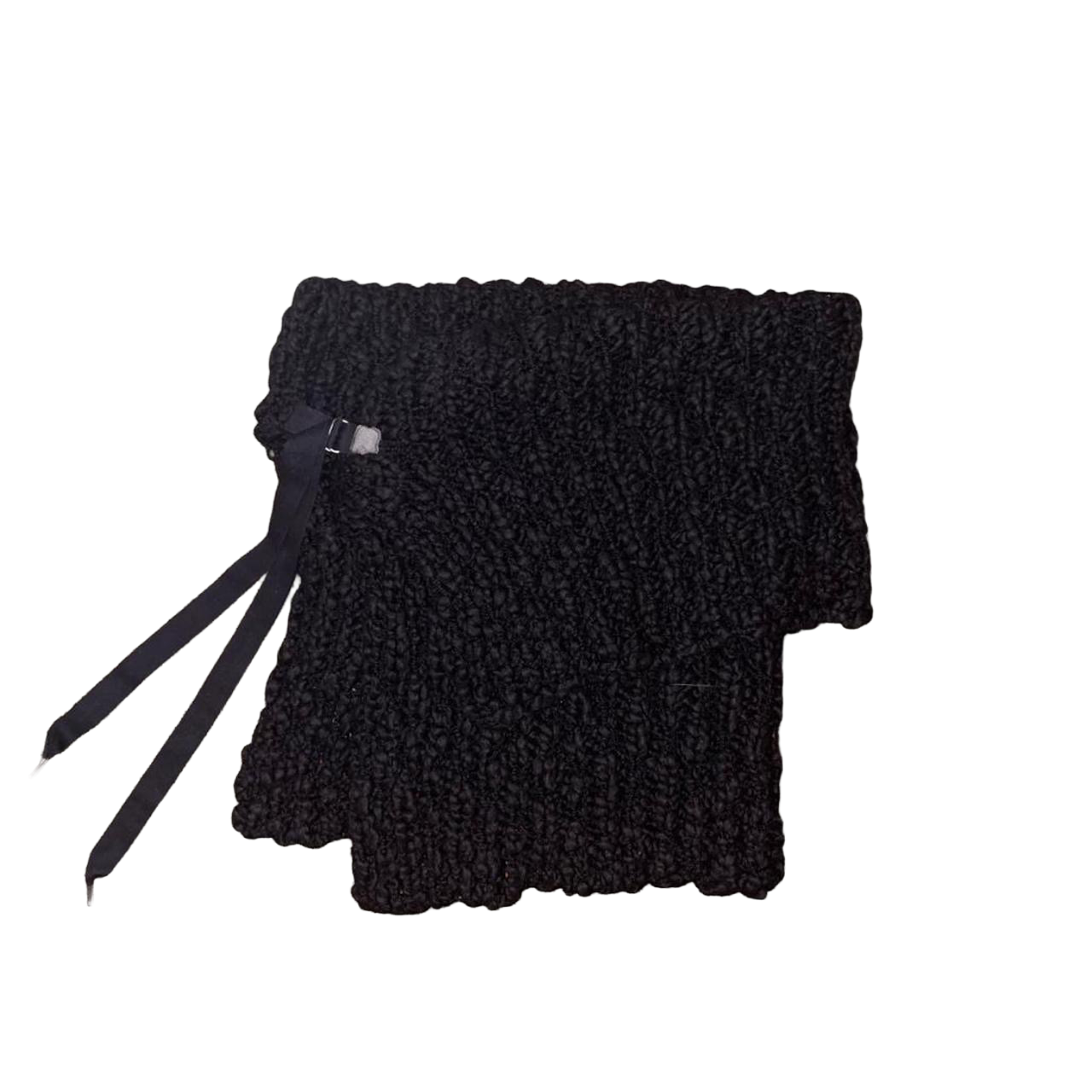 Cop. Copine black knit asymmetric off the shoulder shrug