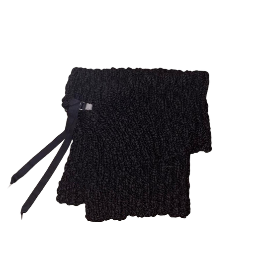 Cop. Copine black knit asymmetric off the shoulder shrug