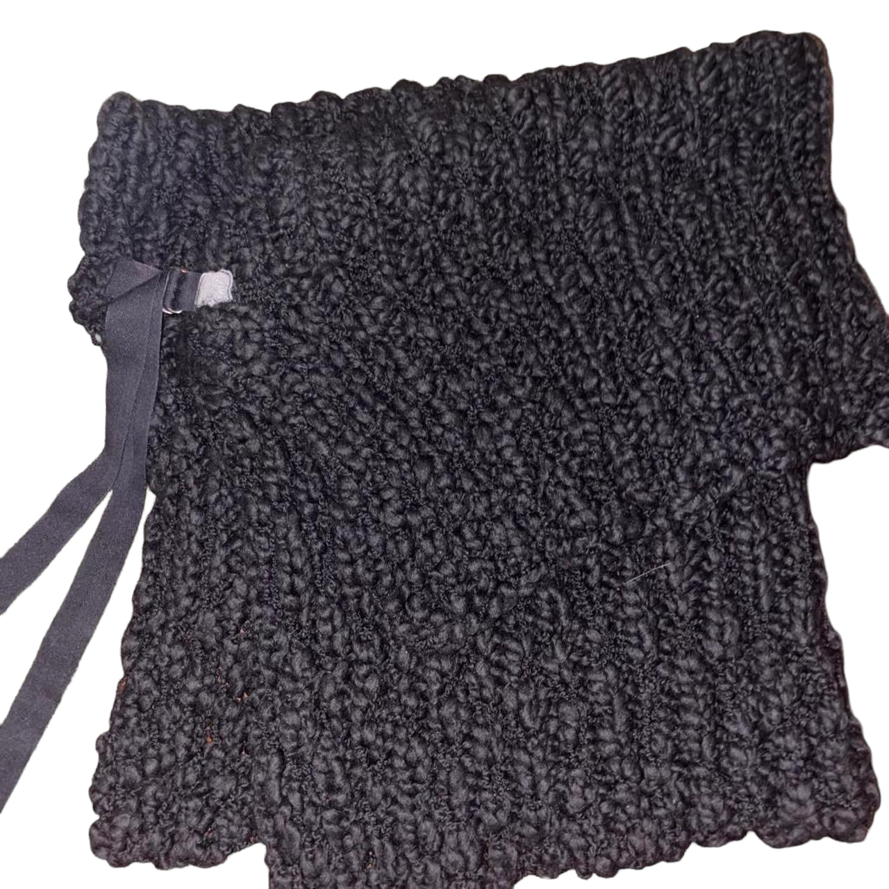 Cop. Copine black knit asymmetric off the shoulder shrug
