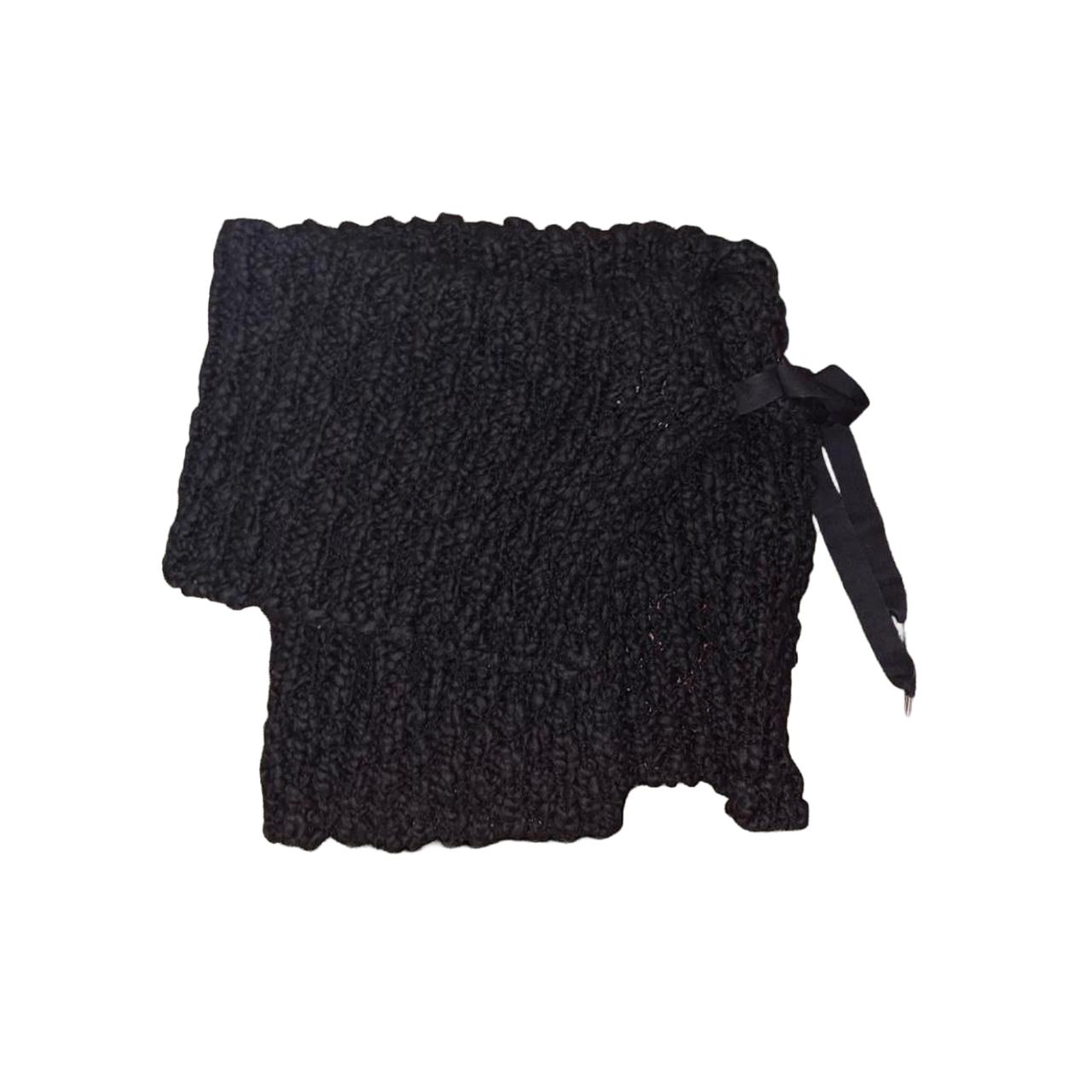 Cop. Copine black knit asymmetric off the shoulder shrug