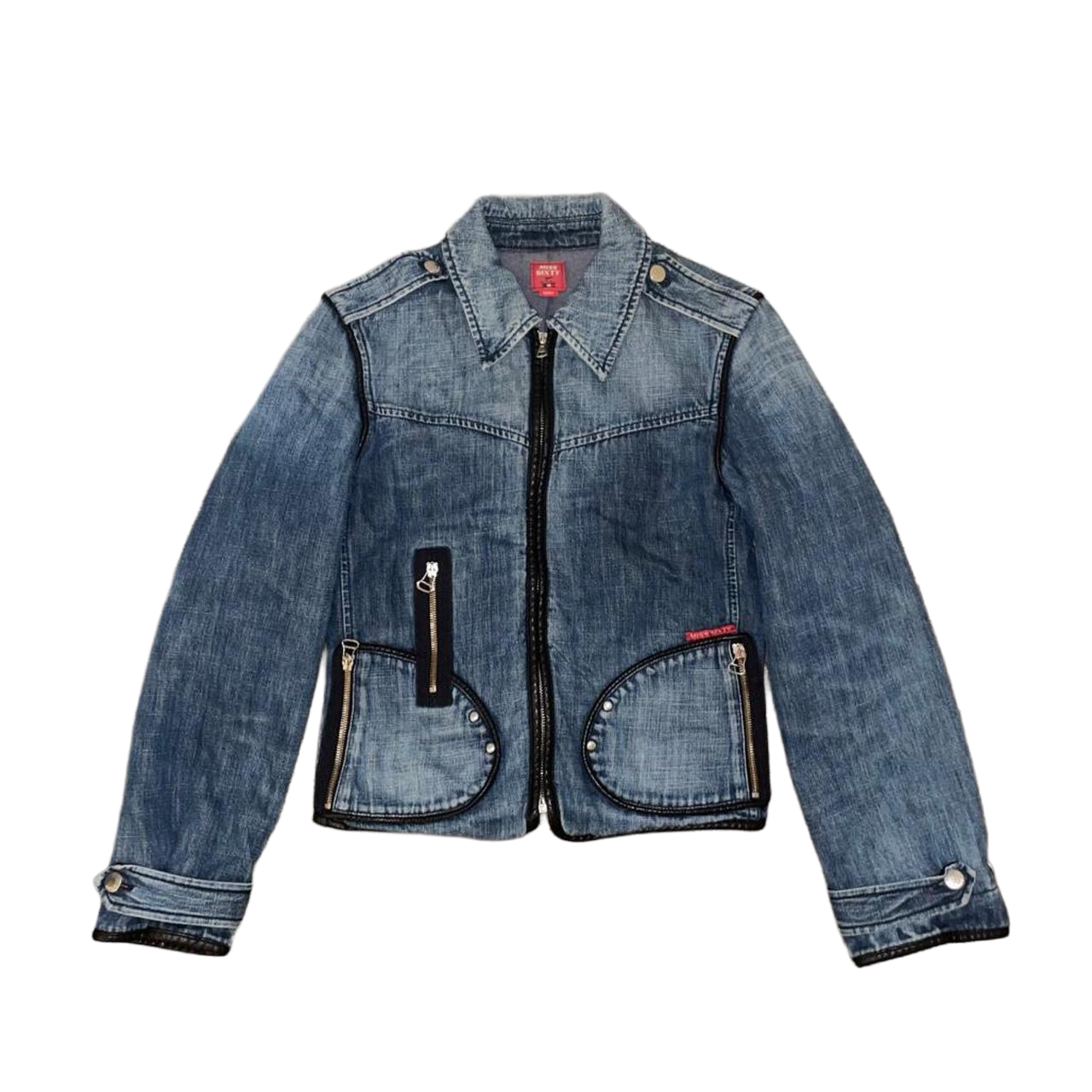 Miss Sixty medium wash denim zip up jacket with stud detail