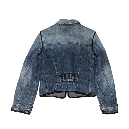 Miss Sixty medium wash denim zip up jacket with stud detail