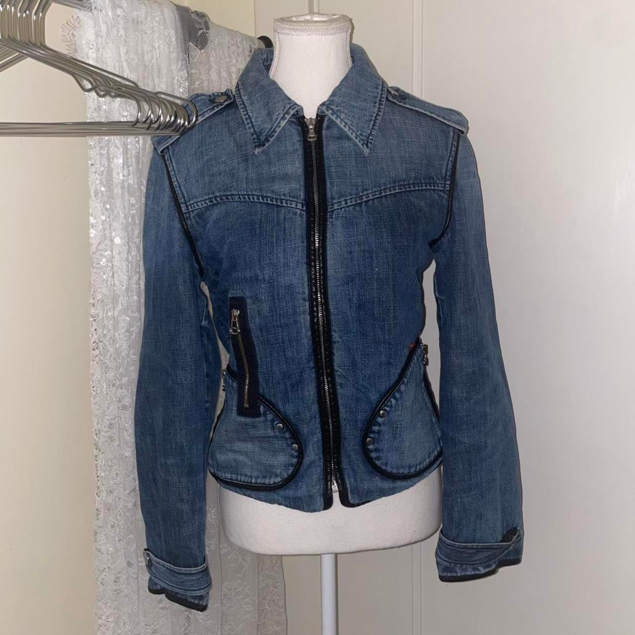 Miss Sixty medium wash denim zip up jacket with stud detail