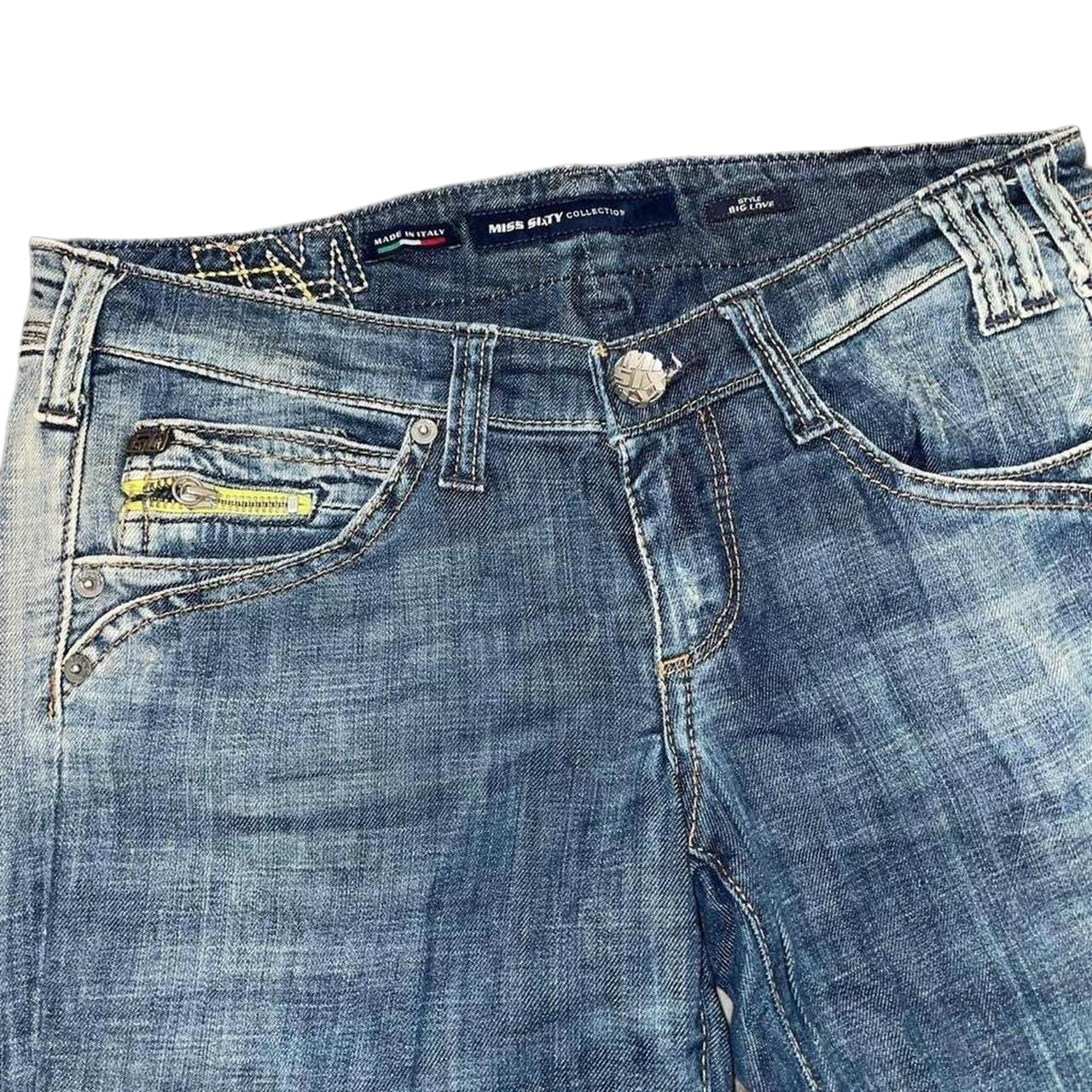 Miss Sixty dark wash faded lowrise bootcut jeans