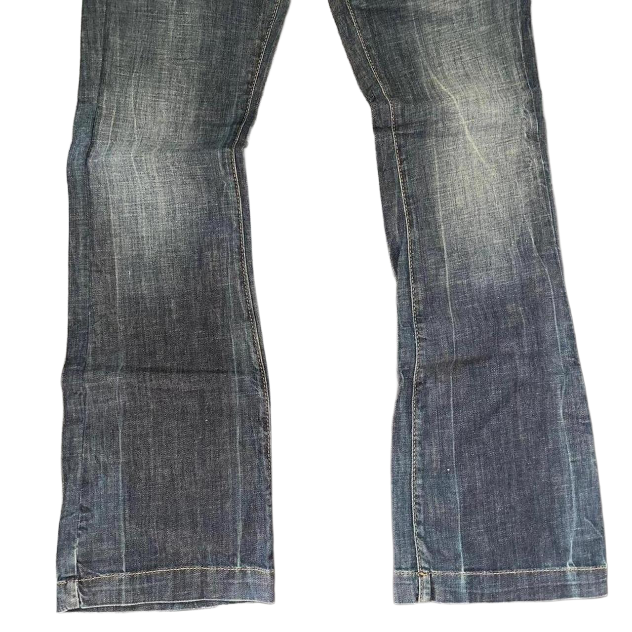 Miss Sixty dark wash faded lowrise bootcut jeans