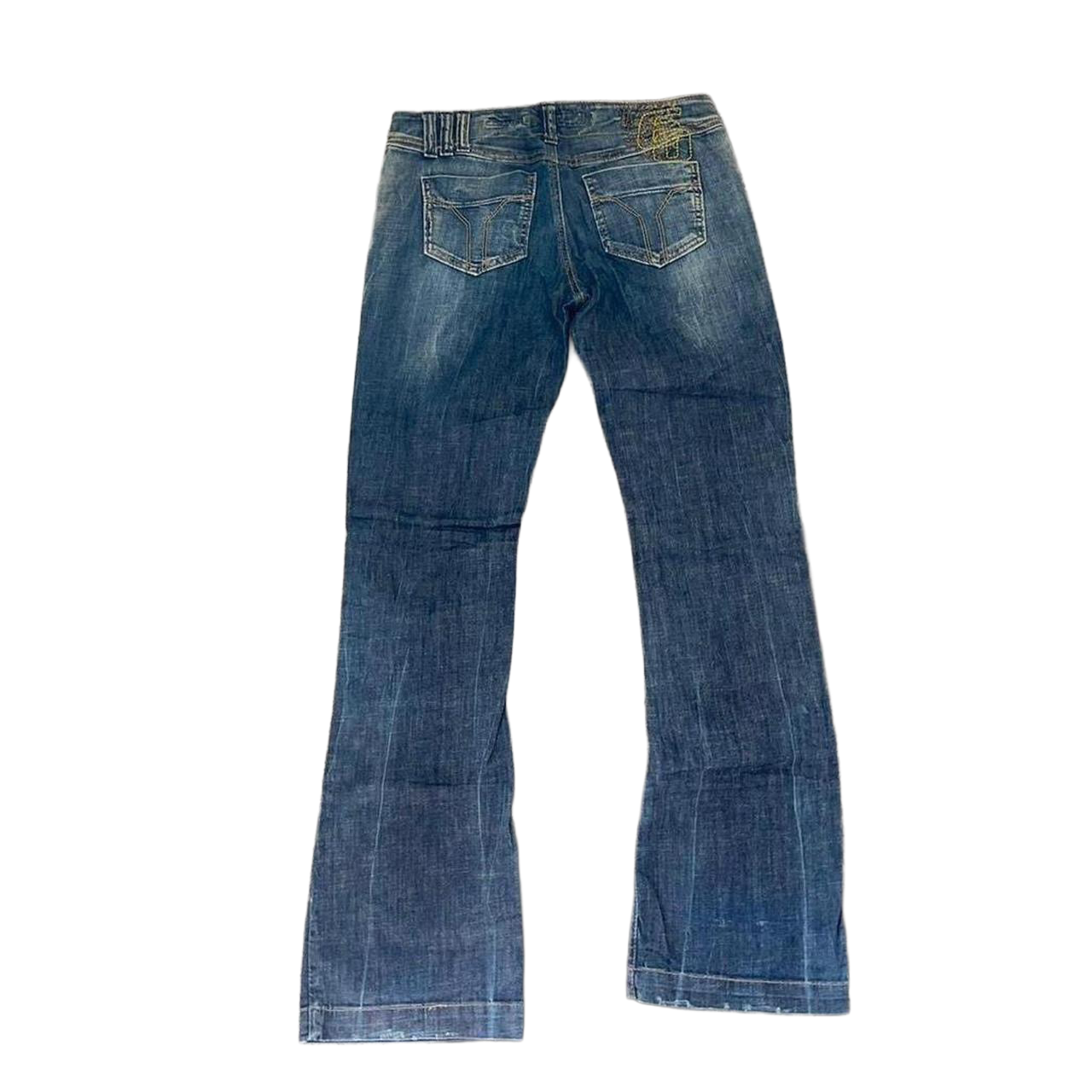 Miss Sixty dark wash faded lowrise bootcut jeans