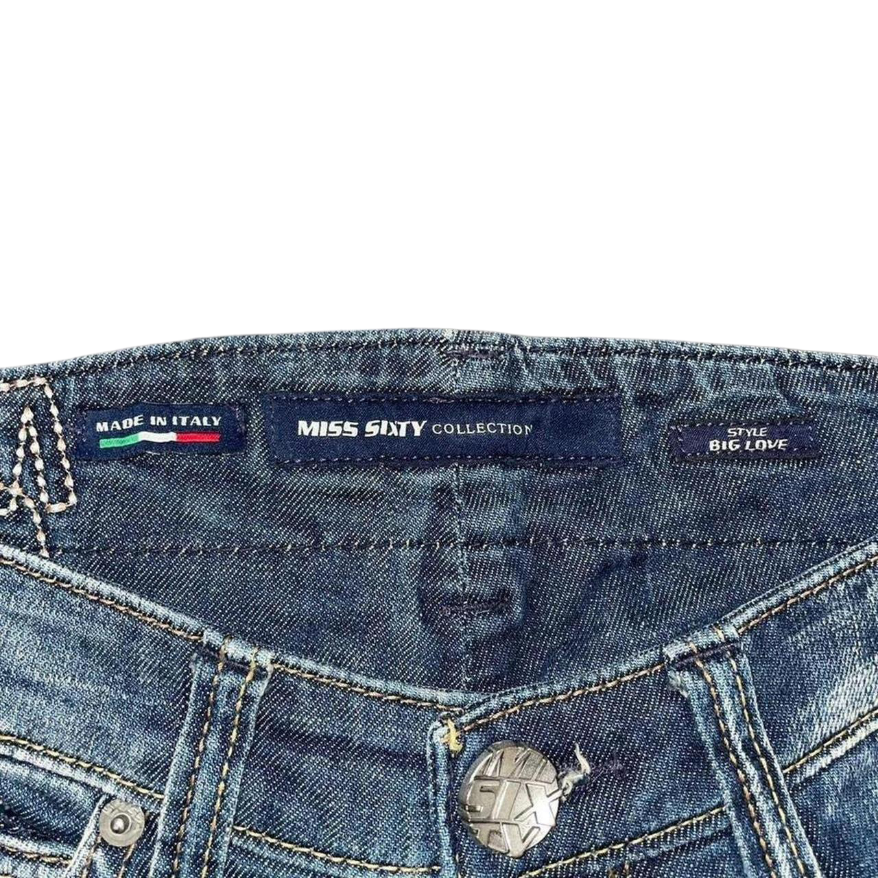 Miss Sixty dark wash faded lowrise bootcut jeans