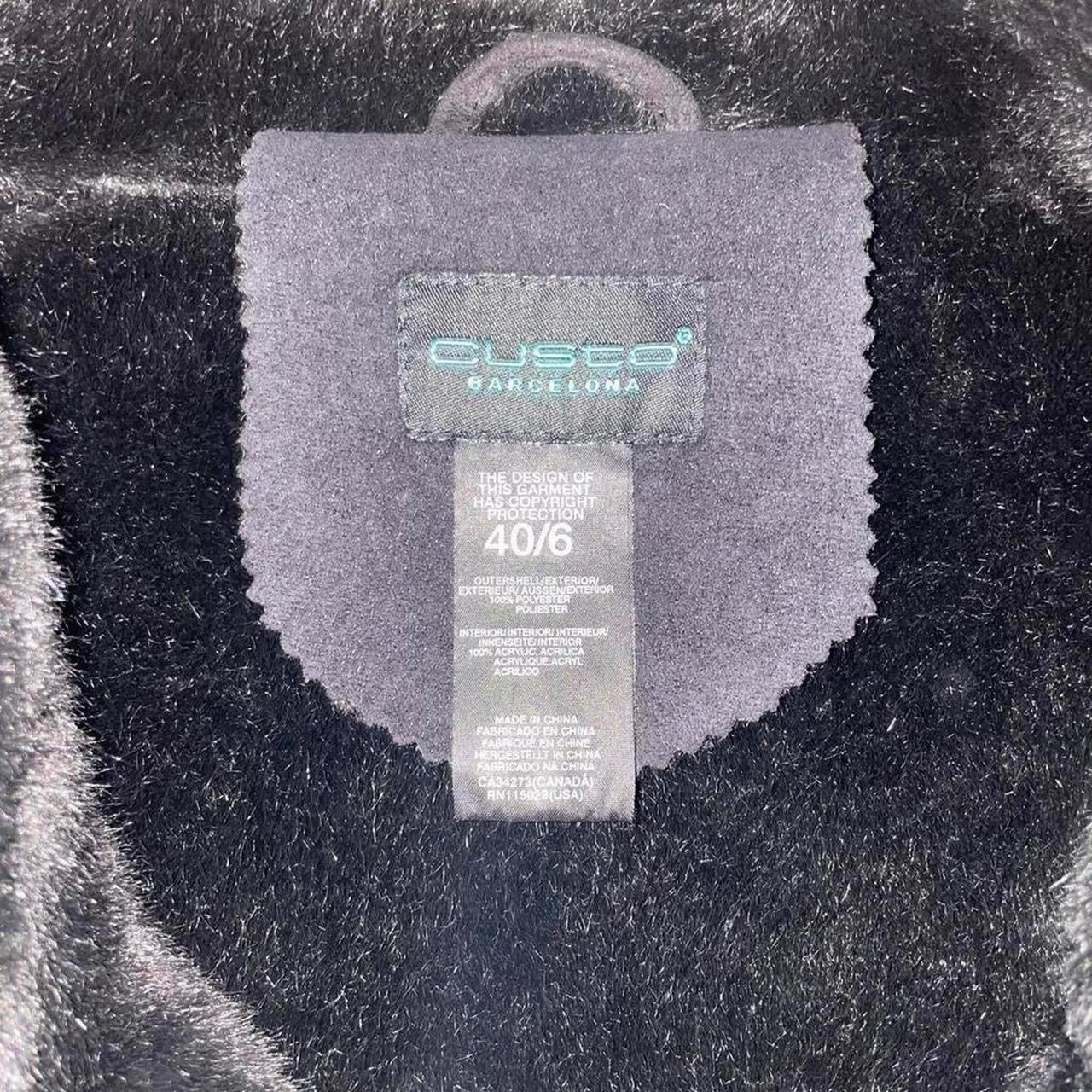 Custo Barcelona black embroidered faux fur coat