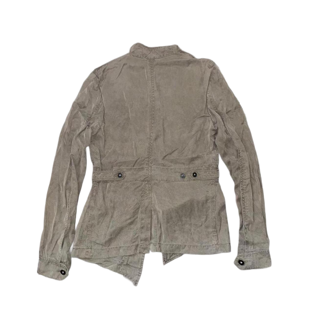 Diesel khaki green asymmetric button up light weight jacket
