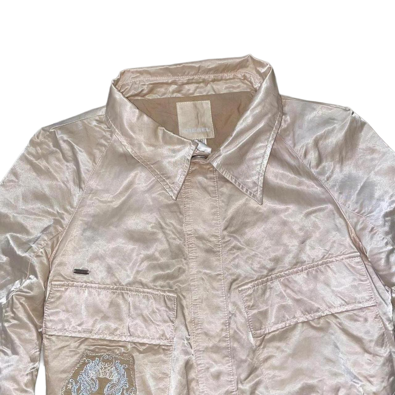 Diesel cream satin embroidered jacket