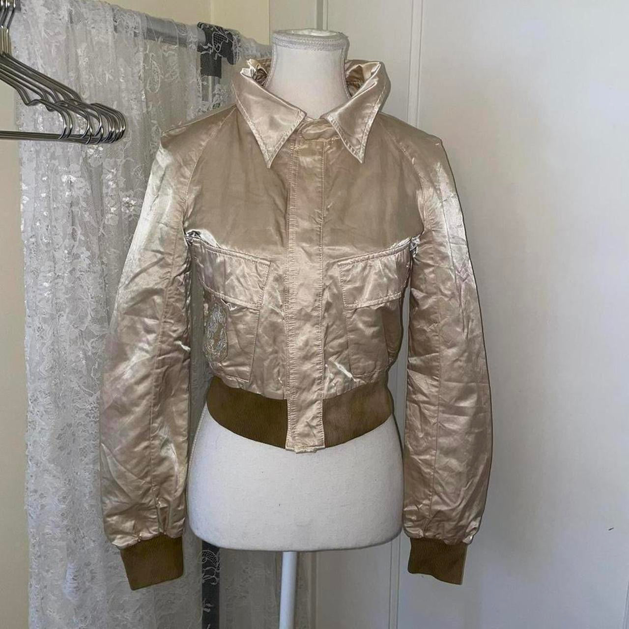 Diesel cream satin embroidered jacket