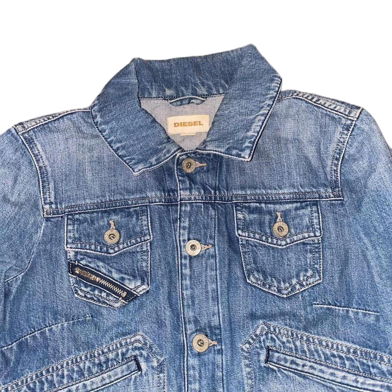 Diesel medium wash button up utility jacket