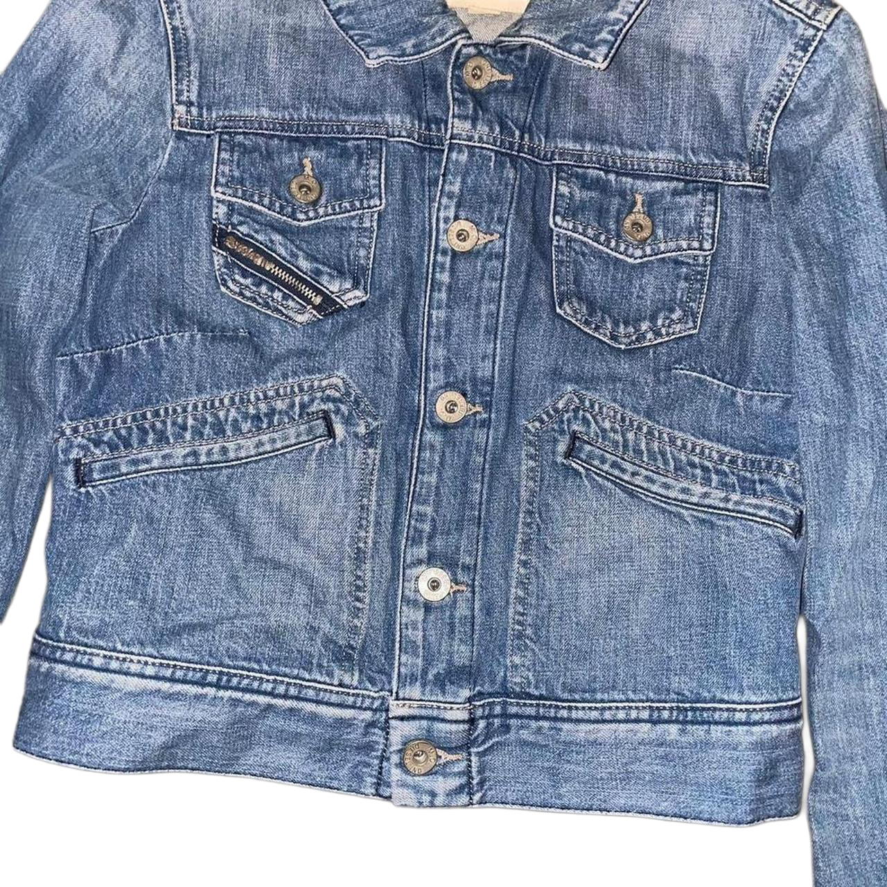 Diesel medium wash button up utility jacket