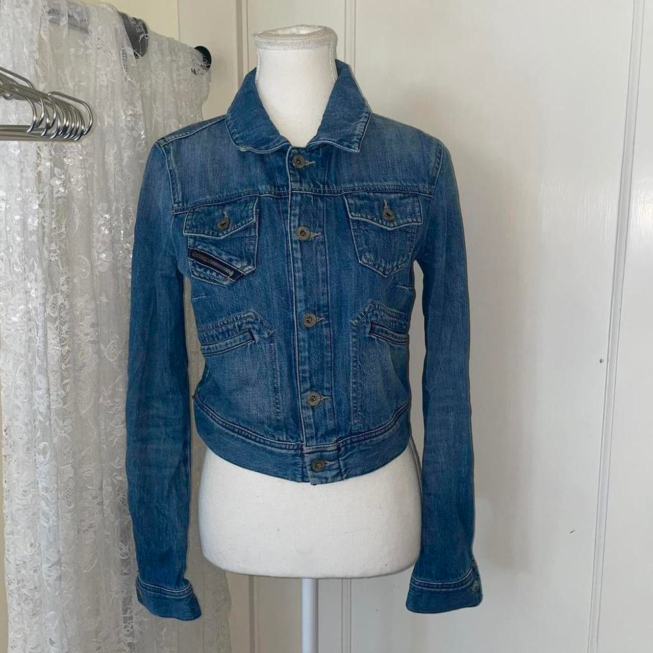 Diesel medium wash button up utility jacket