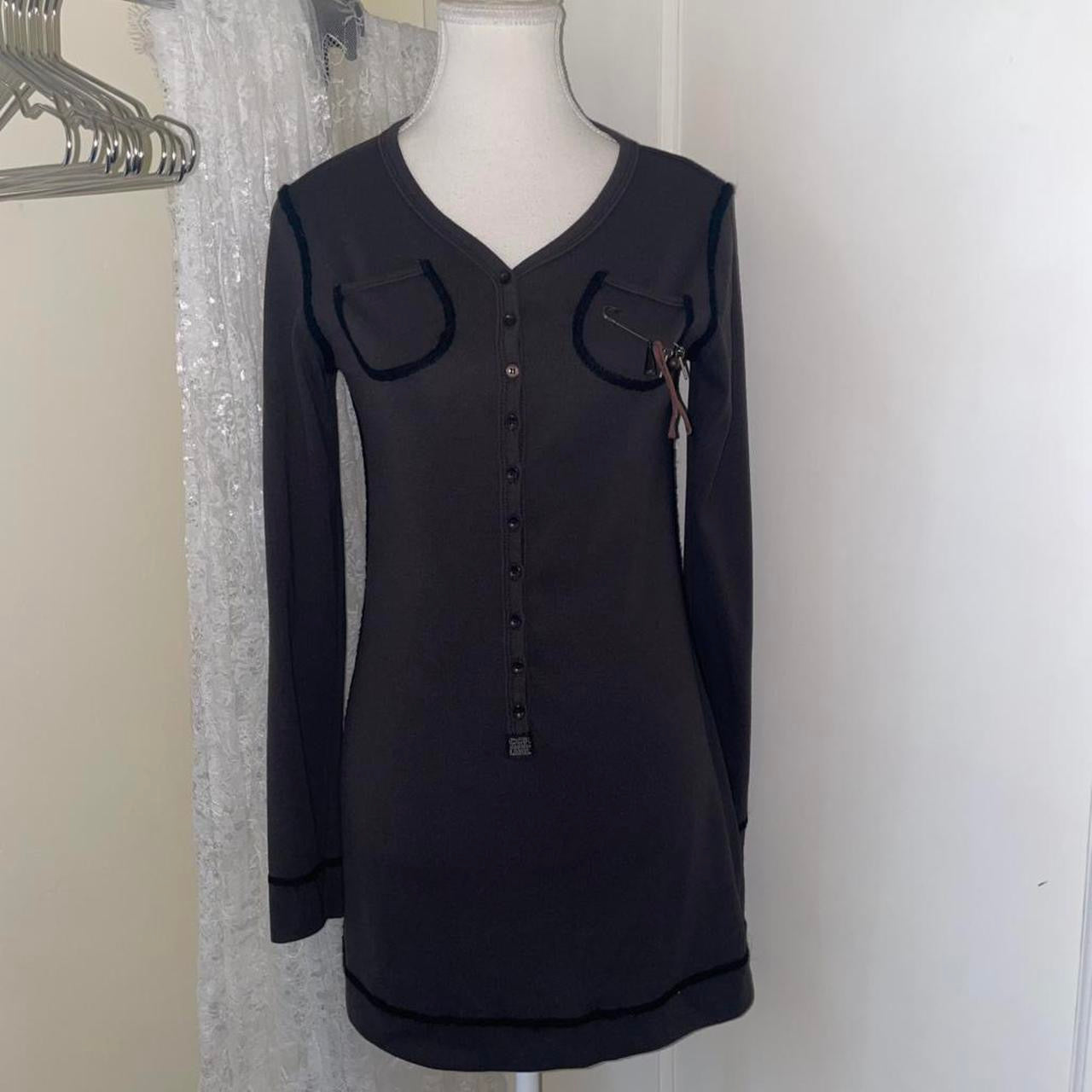 Cop. Copine dark gray long sleeve mini dress with pocket details