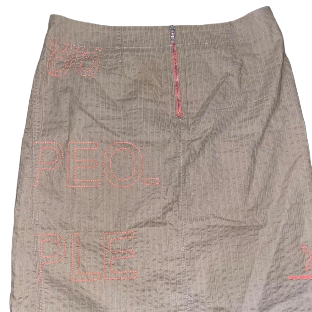 Cop. Copine tan embroidered midi skirt