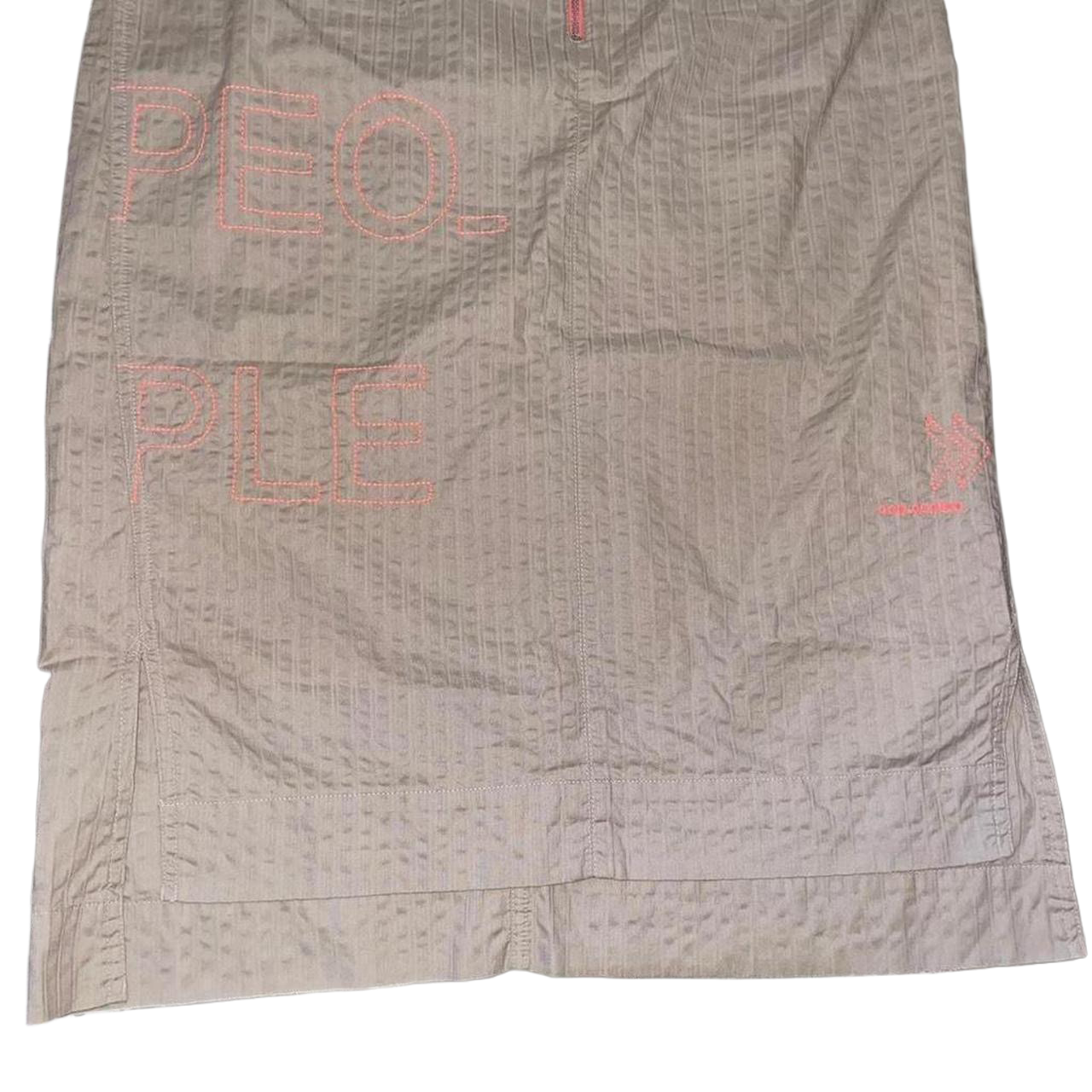 Cop. Copine tan embroidered midi skirt