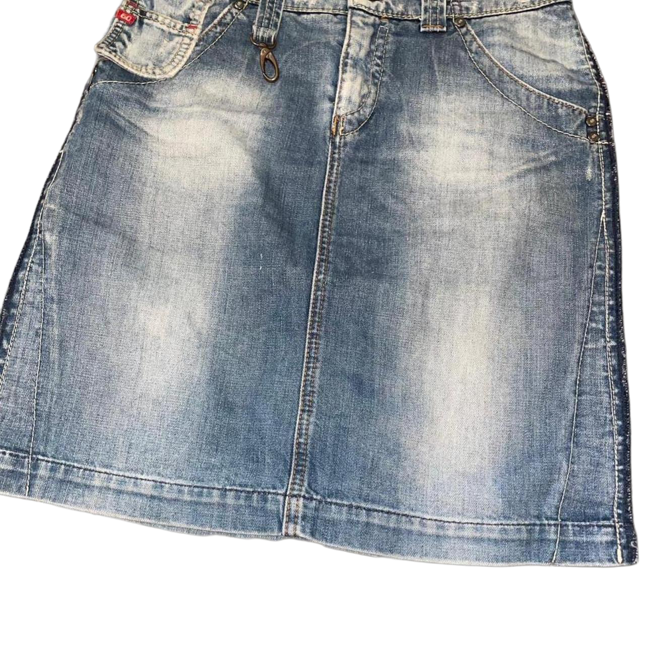 Miss Sixty light wash denim utility midi skirt