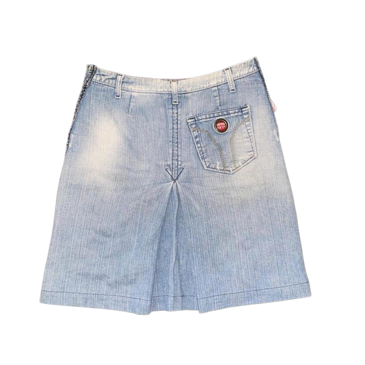 Miss Sixty light wash denim utility midi skirt