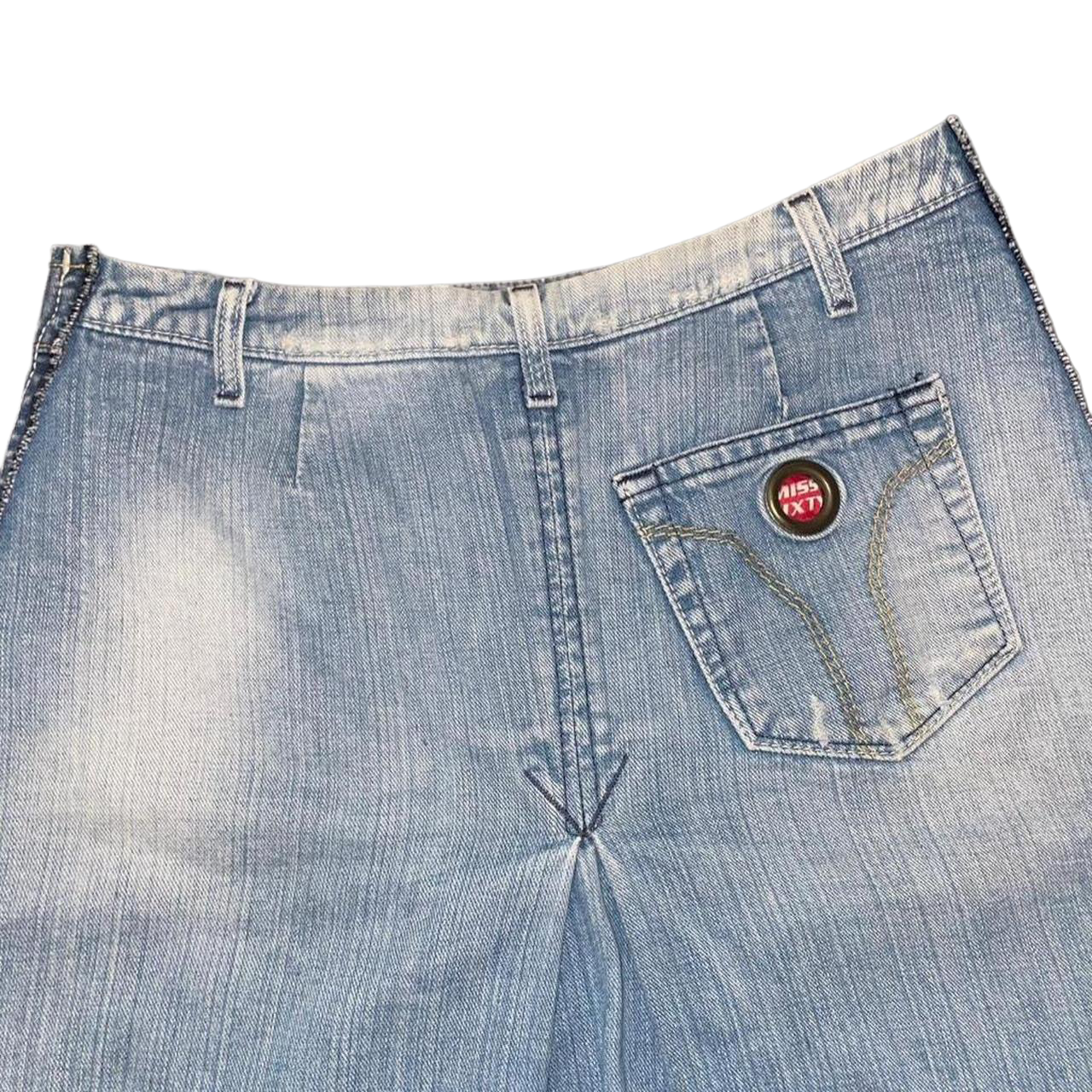 Miss Sixty light wash denim utility midi skirt