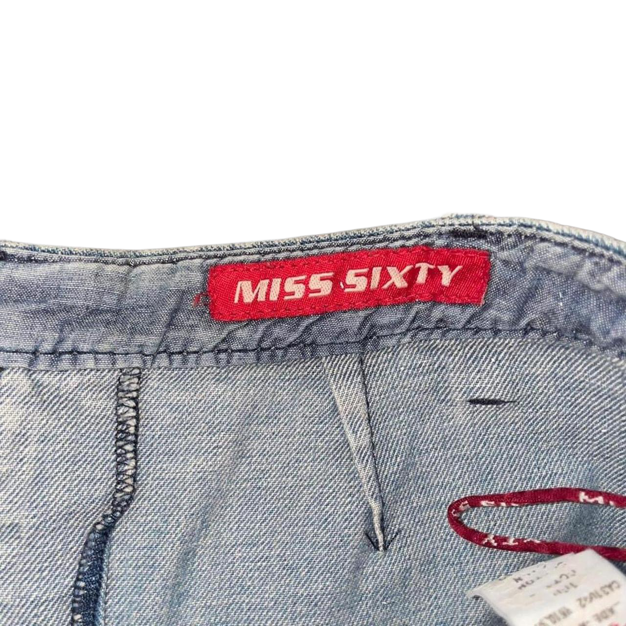 Miss Sixty light wash denim utility midi skirt