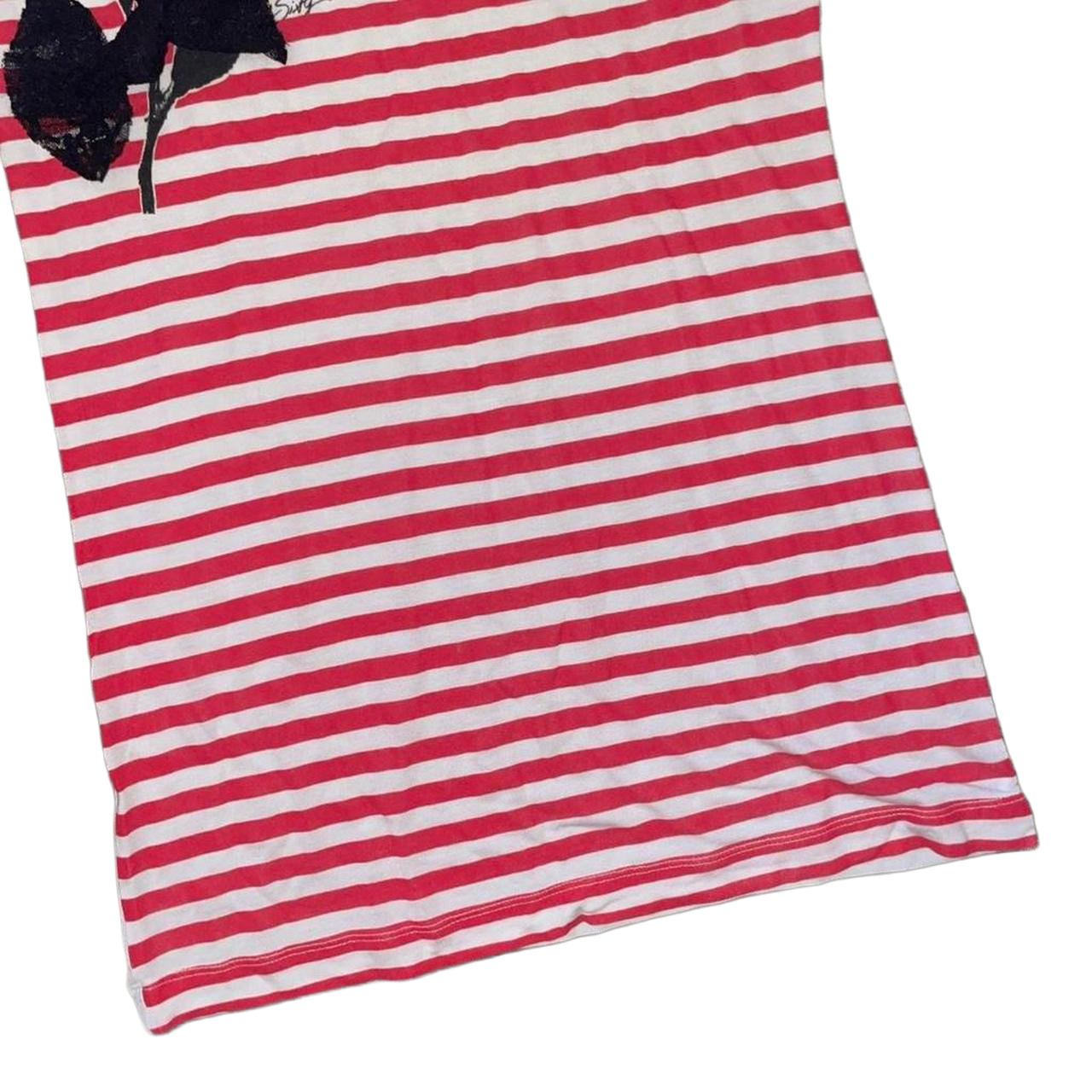 Miss Sixty red stripe rose graphic long top