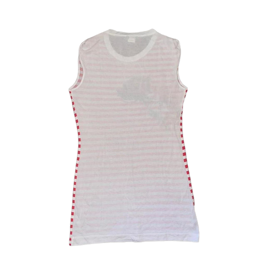 Miss Sixty red stripe rose graphic long top