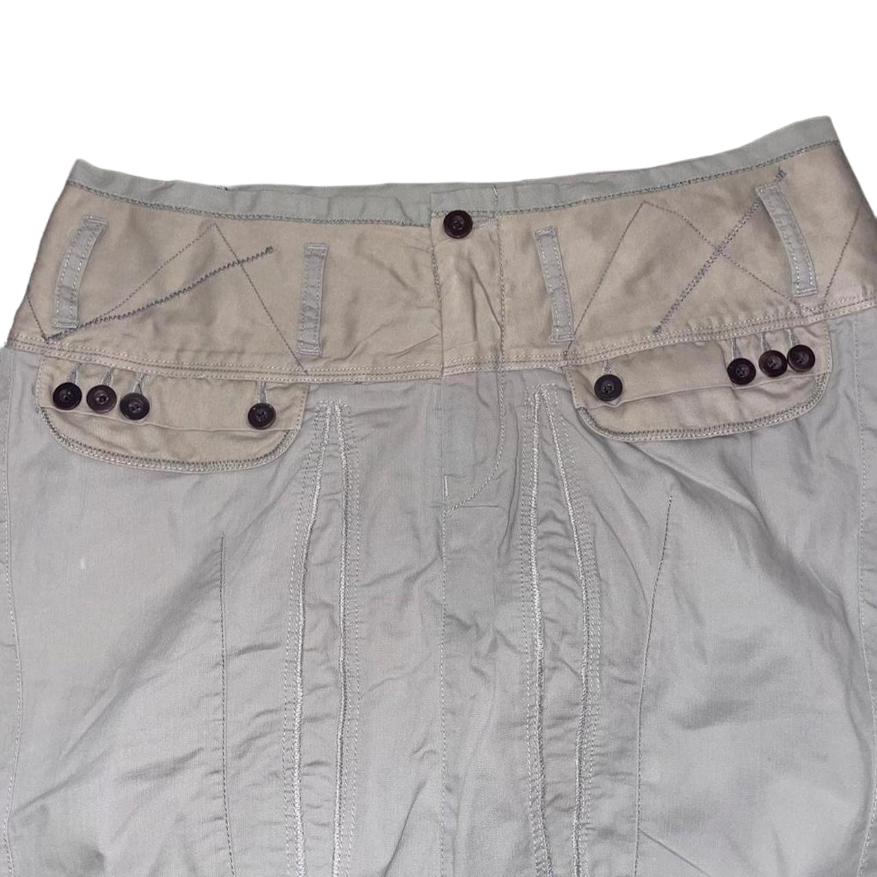 Marithe + Francois Girbaud light gray utility subversive midi skirt