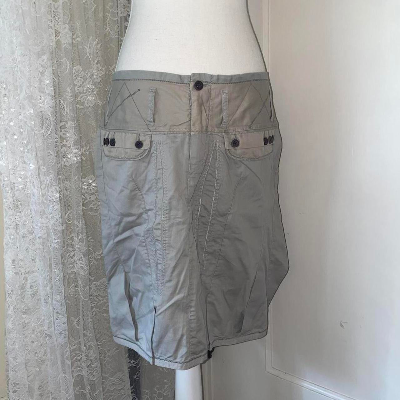Marithe + Francois Girbaud light gray utility subversive midi skirt