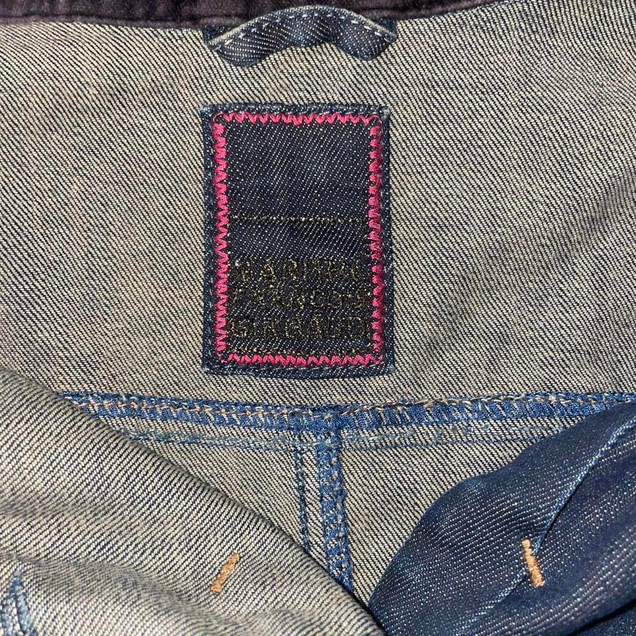 Marithe + Francois Girbaud dark wash button up fitted denim jacket