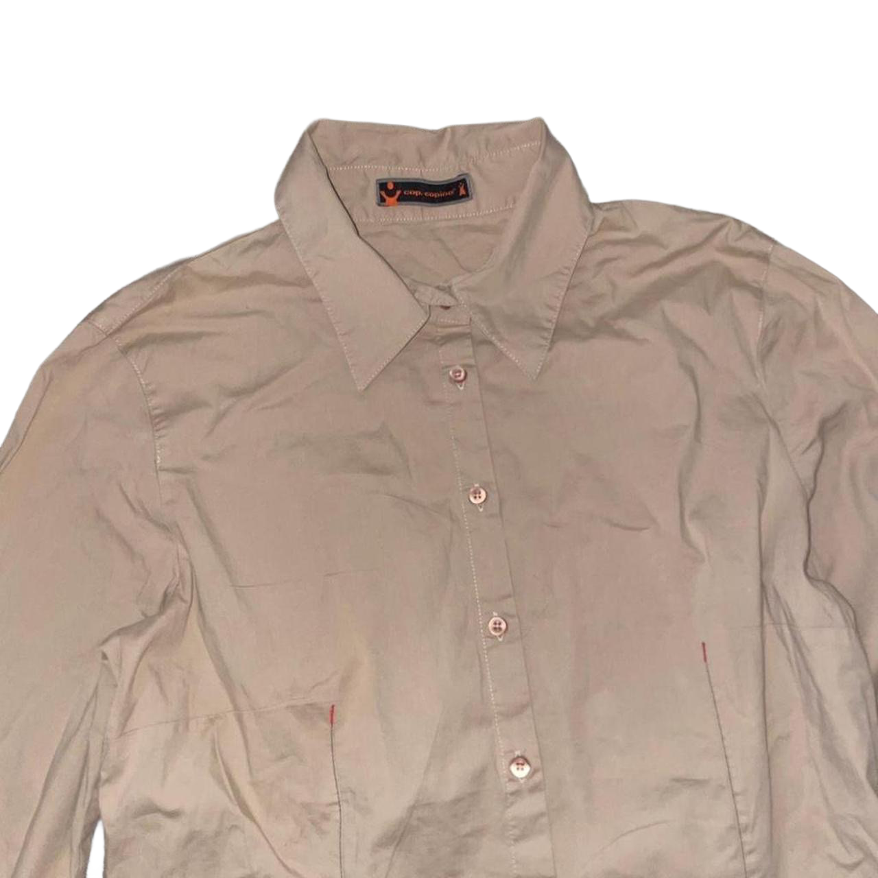 Cop. Copine tan button up fitted long sleeve