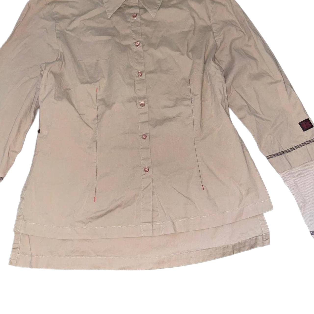 Cop. Copine tan button up fitted long sleeve