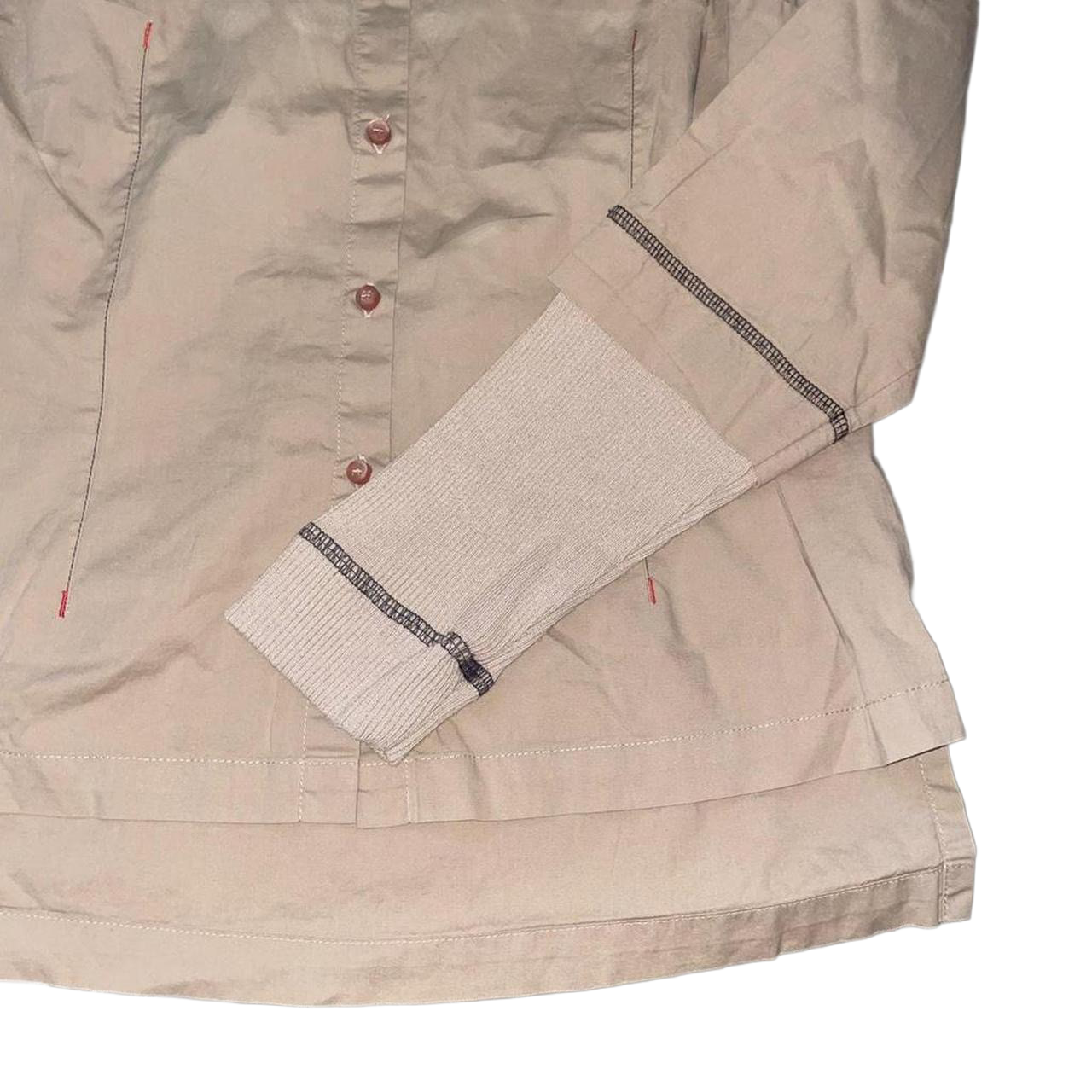 Cop. Copine tan button up fitted long sleeve