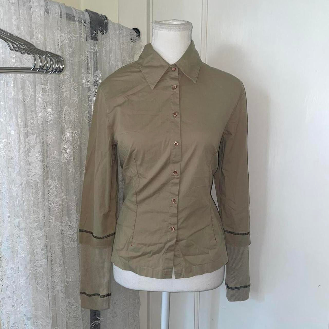 Cop. Copine tan button up fitted long sleeve