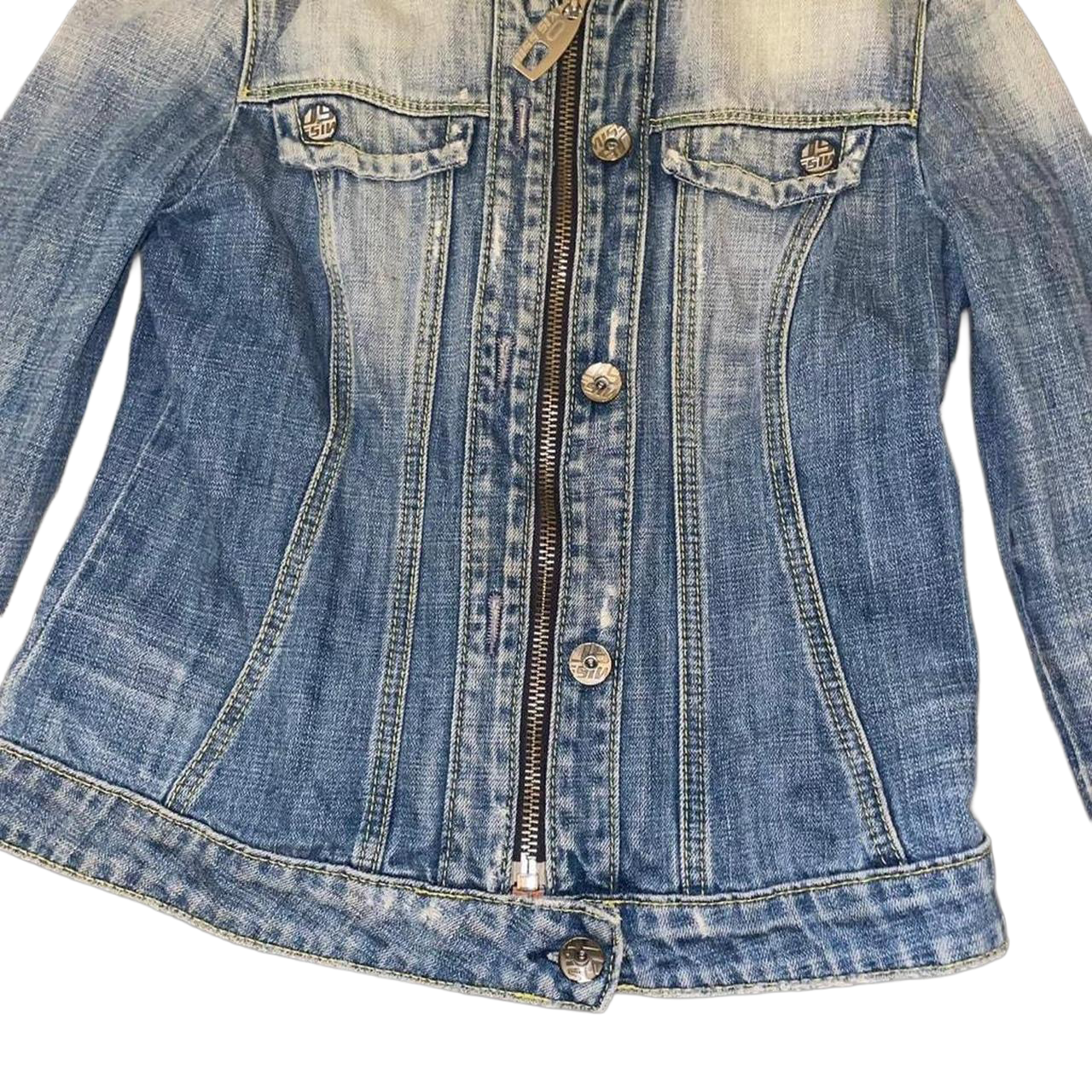 Miss Sixty light wash denim jacket with embroidery detail on back