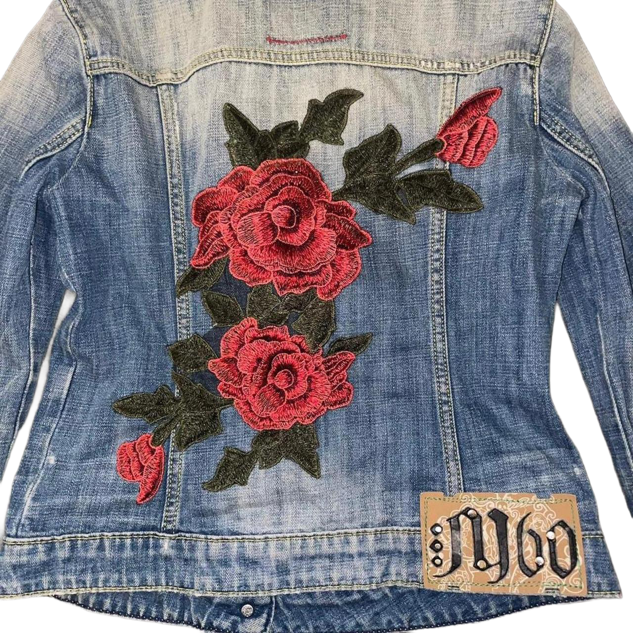 Miss Sixty light wash denim jacket with embroidery detail on back