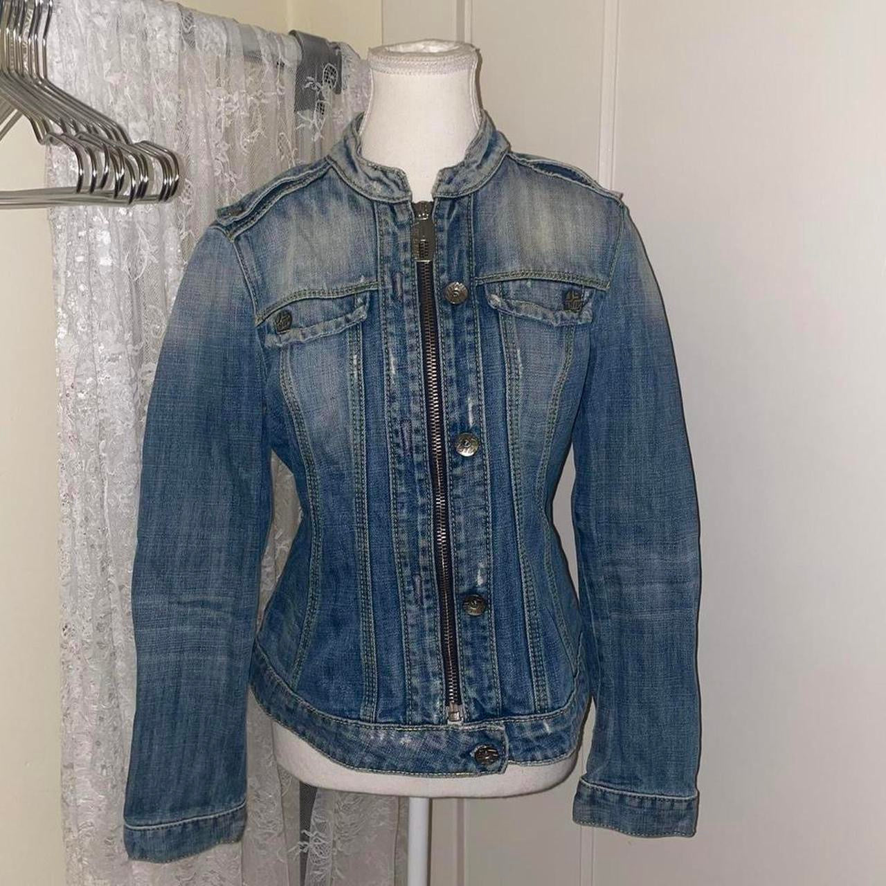 Miss Sixty light wash denim jacket with embroidery detail on back