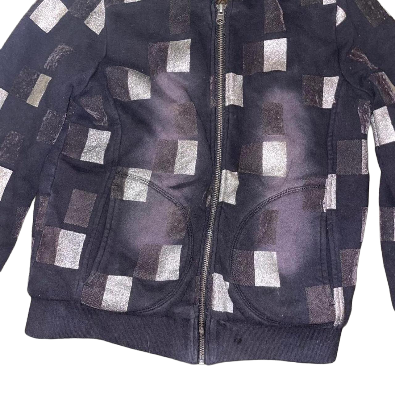 Custo Barcelona faded black graphic hooded jacket with faux fur lining